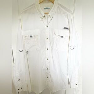 Columbia PFG Bahama Fishing Shirt Mens XL Long Sleeve White Button Down Shirt